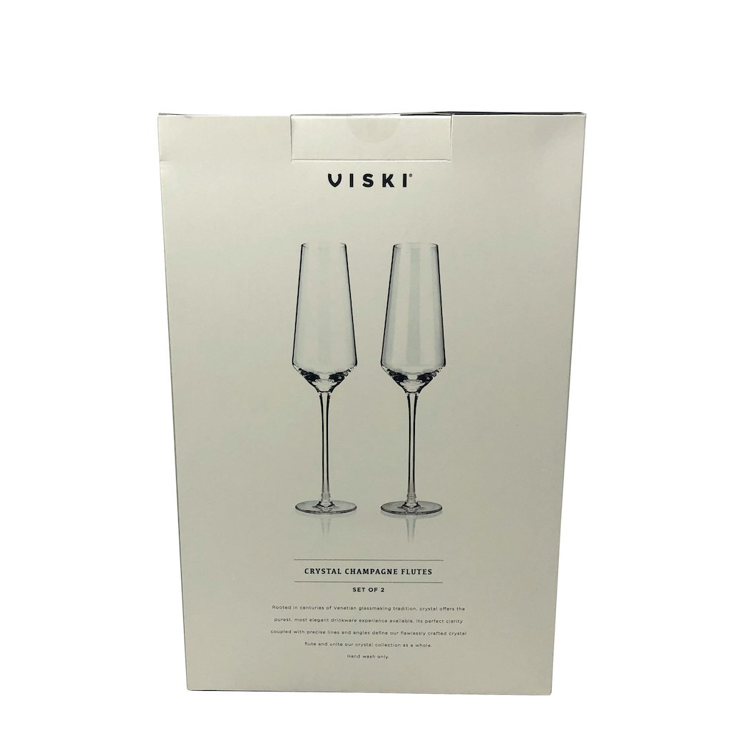 Viski Champagne Crystal Glass Set Gold Rim